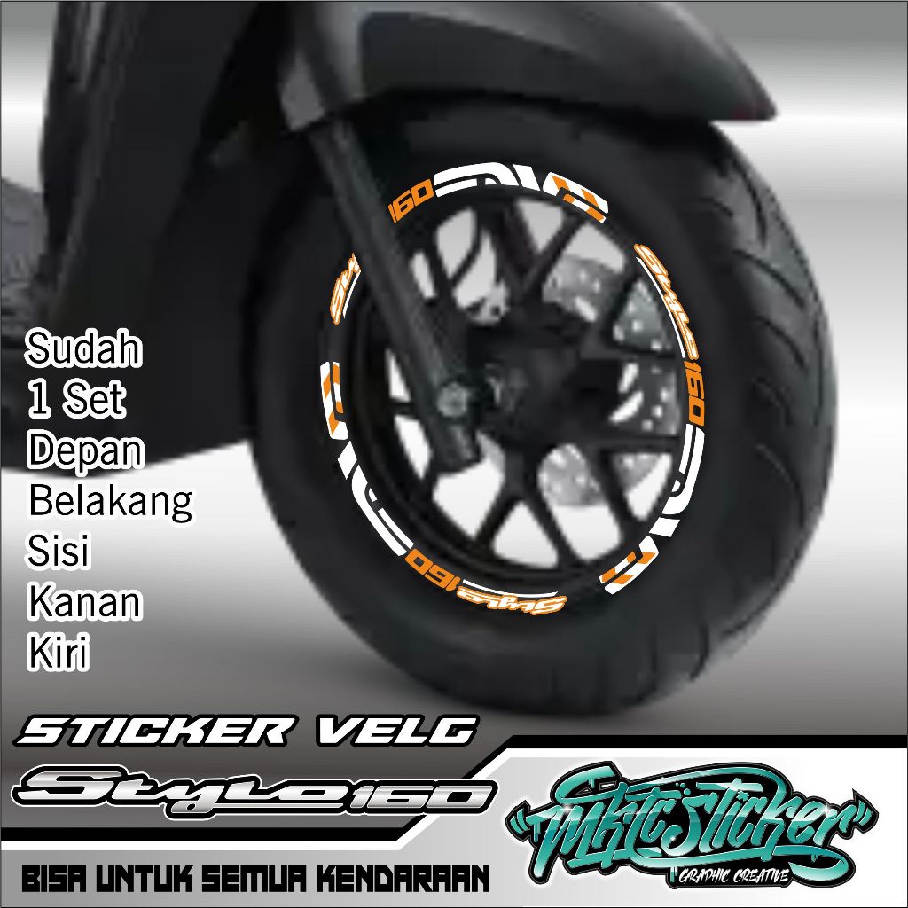 STICKER VELG PELEK HONDA STYLO 160 UNTUK TIPE CBS HITAM DOFF