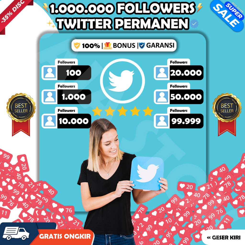 FOLLOWERS X TWITTER REAL PERMANEN MURAH (PROMO)