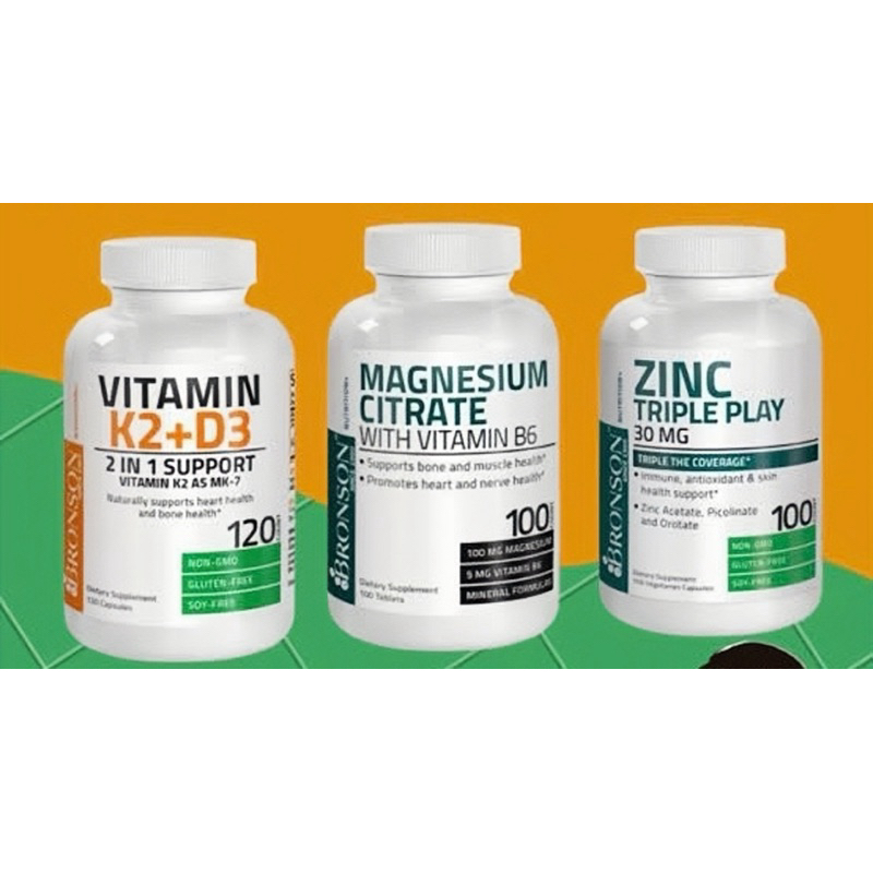 Bronson Quatro Formula K2 D3 Magnesium Zinc Immune Support Original - 120 5K IU 100Z