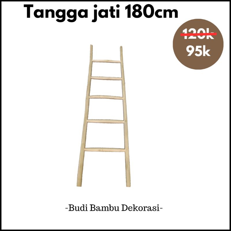 TANGGA KAYU HIAS JATI 180CM / TEAK WOOD LADDER / TANGGA DEKORATIF ANTIK MURAH / TANGGA KAYU HIAS FIN