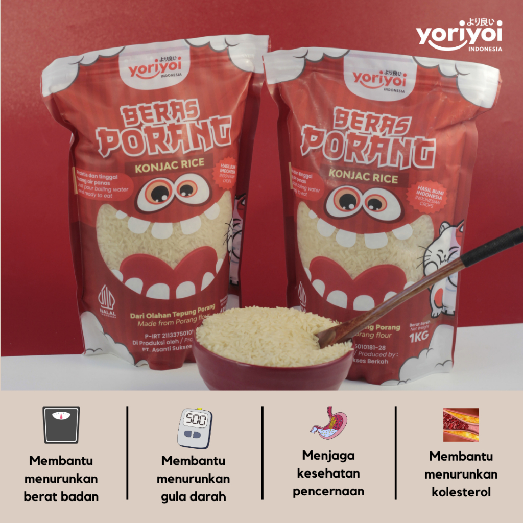 

YORIYOI Beras Porang Shirataki Konjac Rice 1Kg untuk Diet