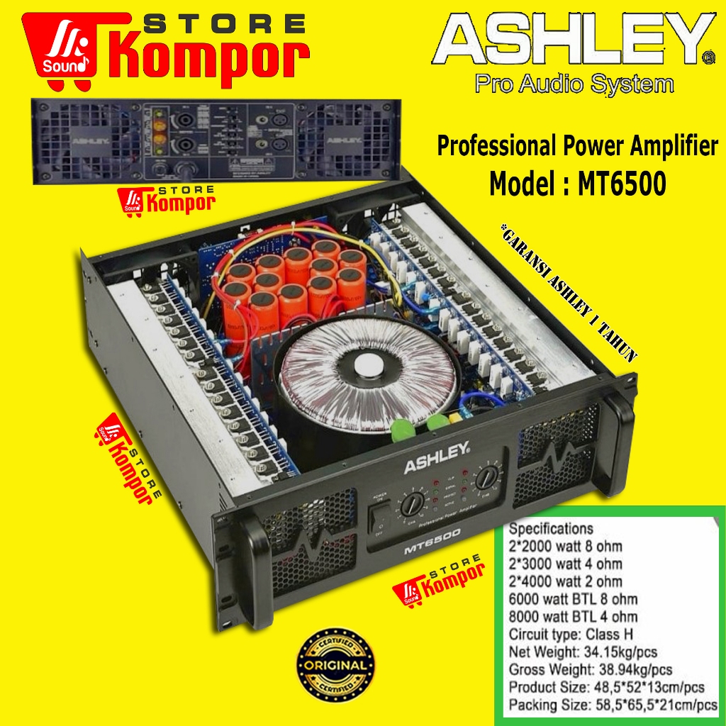 Power Amplifier Ashley MT6500 Power ASHLEY MT6500 MT-6500 TERBARU