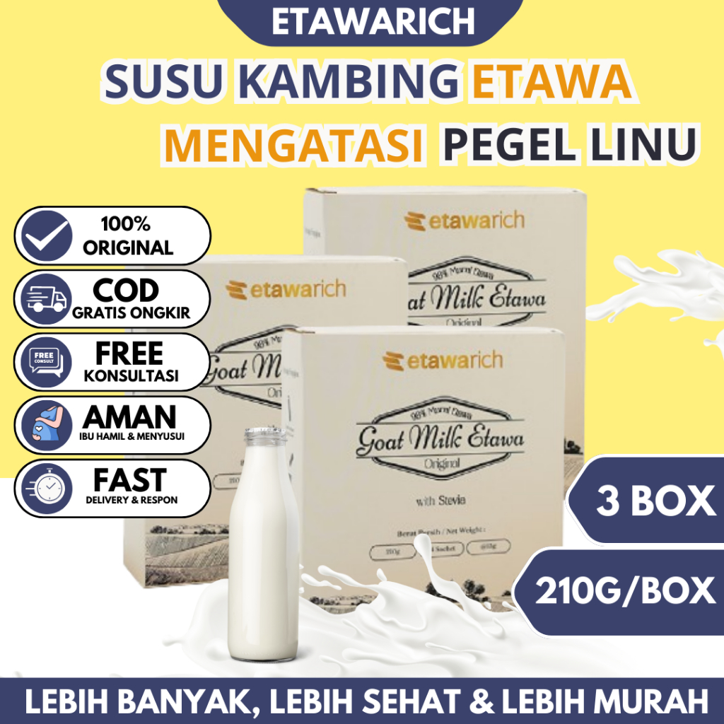 

Etawarich Susu Kambing Etawa Premium Paket Isi 3 Box Penghilang Nyeri Sendi Pegal Linu dan Rematik