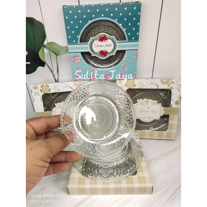 [READYYY] isi 12 pcs souvenir pernikahan piring visit kecil / sovenir piring tatakan gelas kemasan