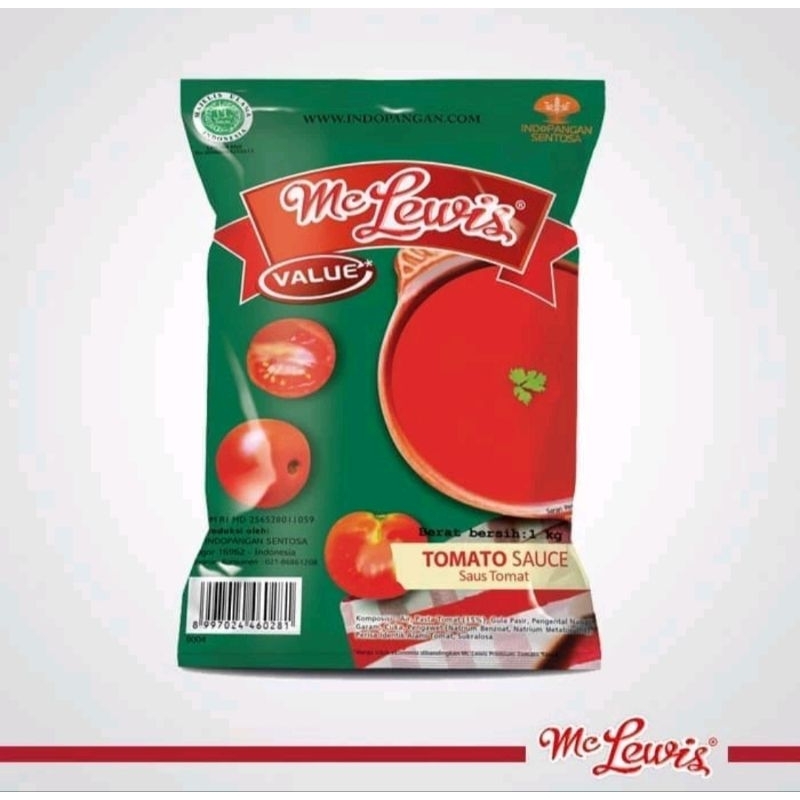 

Mc Lewis Saus Tomat 500gr Pouch Enak Segar Halal Murah Tomato Sauce