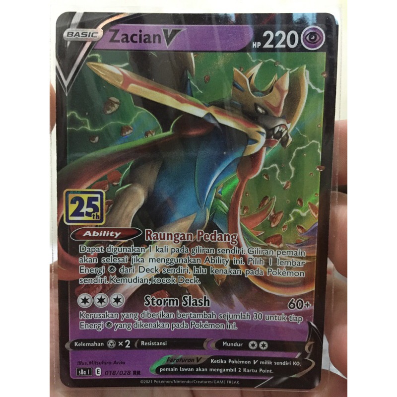 KARTU TCG POKEMON ZACIAN V RR INDONESIA HOLO/FOIL