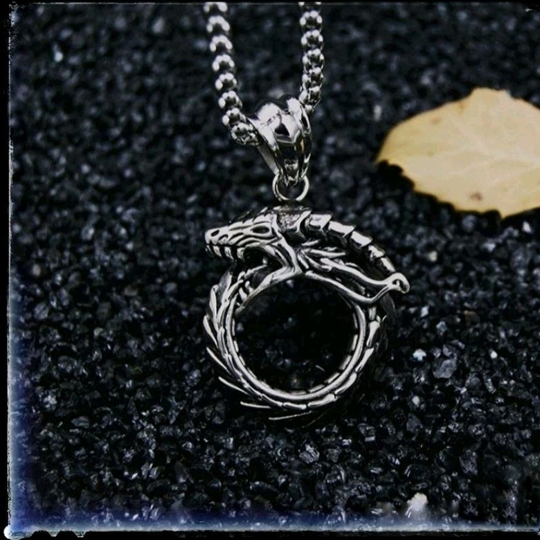 Kalung Titanium Naga Laki Laki Trend 60 cm