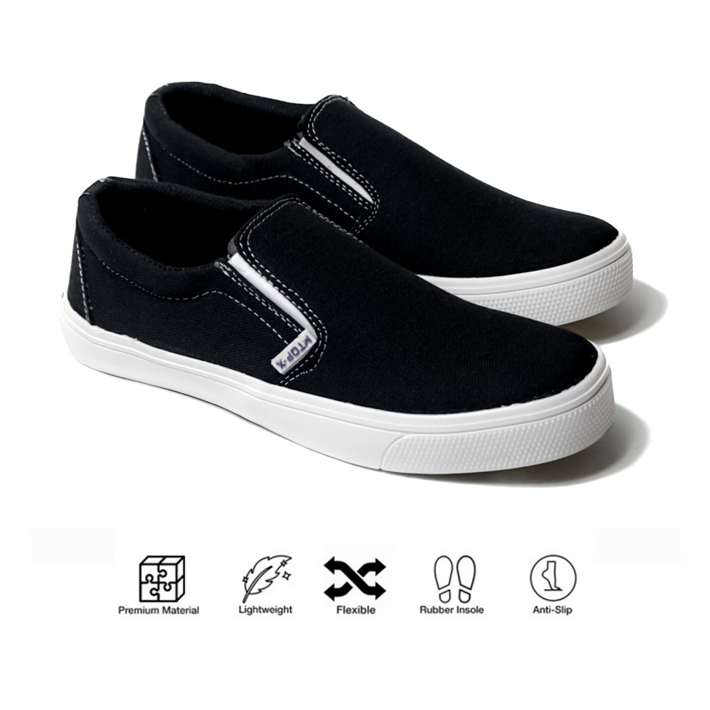 Sepatu Pria Mules Slip On Sepatu Pria Casual Hitam Polos