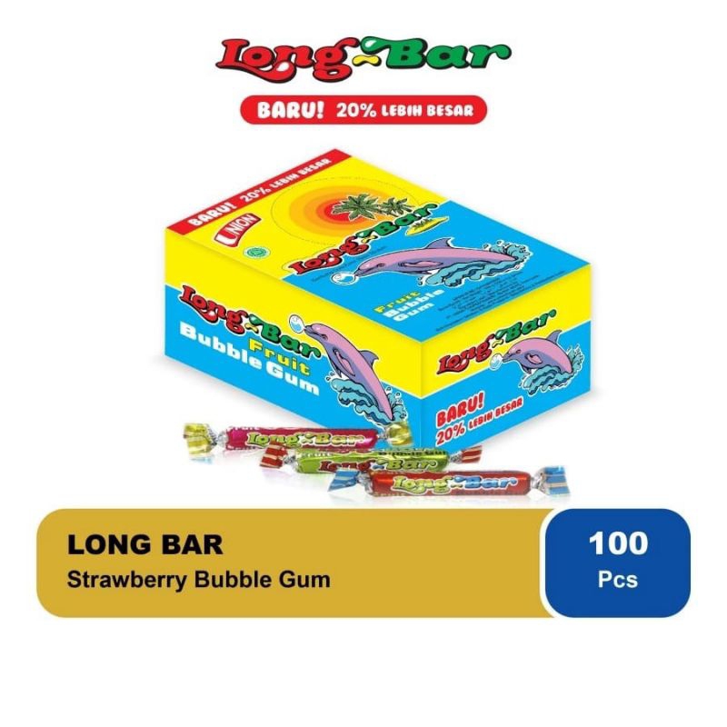 

[480gr] Long Bar Fruit Bubble Gum Strawberry// Permen Karet Strawberry