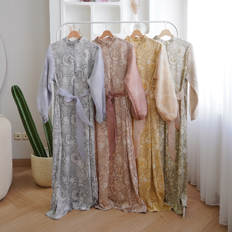 gamis dress muslim organza satin mariya