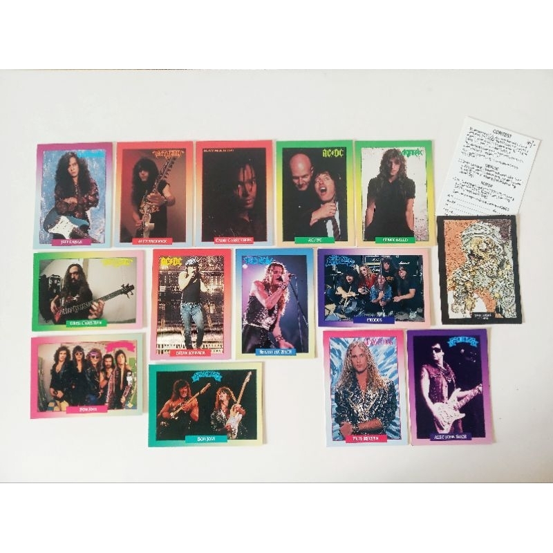 Vintage 1991 Brockum Rock Cards, set of 14 trading cards
