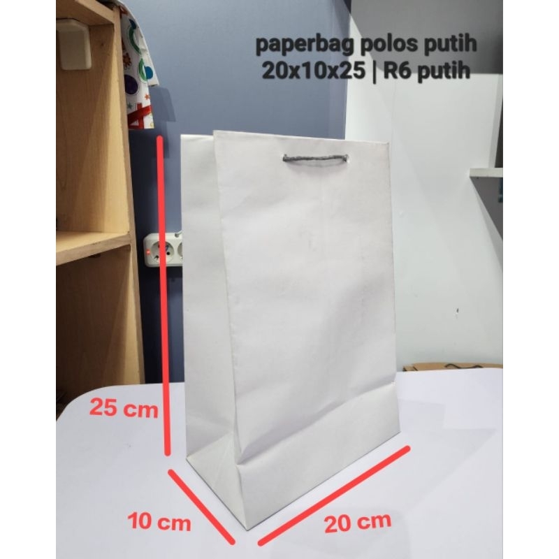 

paper bag polos putih 20x10x25 (R6 Putih)