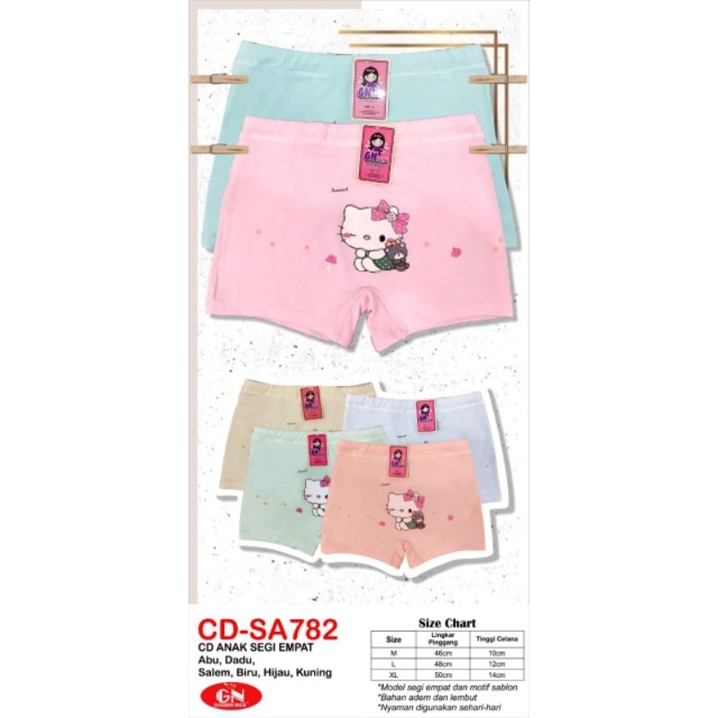 6PCS CELANA DALAM GOLDEN NICK SEGIEMPAT CD-SA782/SA783 M L XL/CELANA DALAM ANAK CEWEK(PEREMPUAN)/CAN