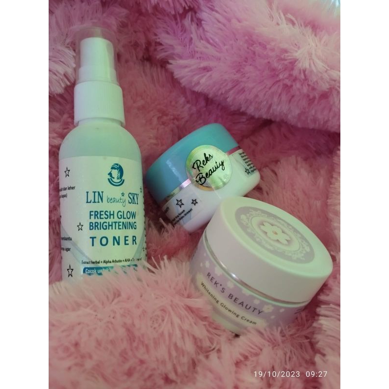 paket hemat ( reks beauty + cream lin beauty sky) free toner