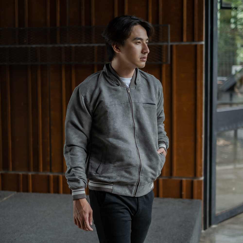 BAPIN Jaket Suede Prime Pria - Jaket Pria Suede Light Grey