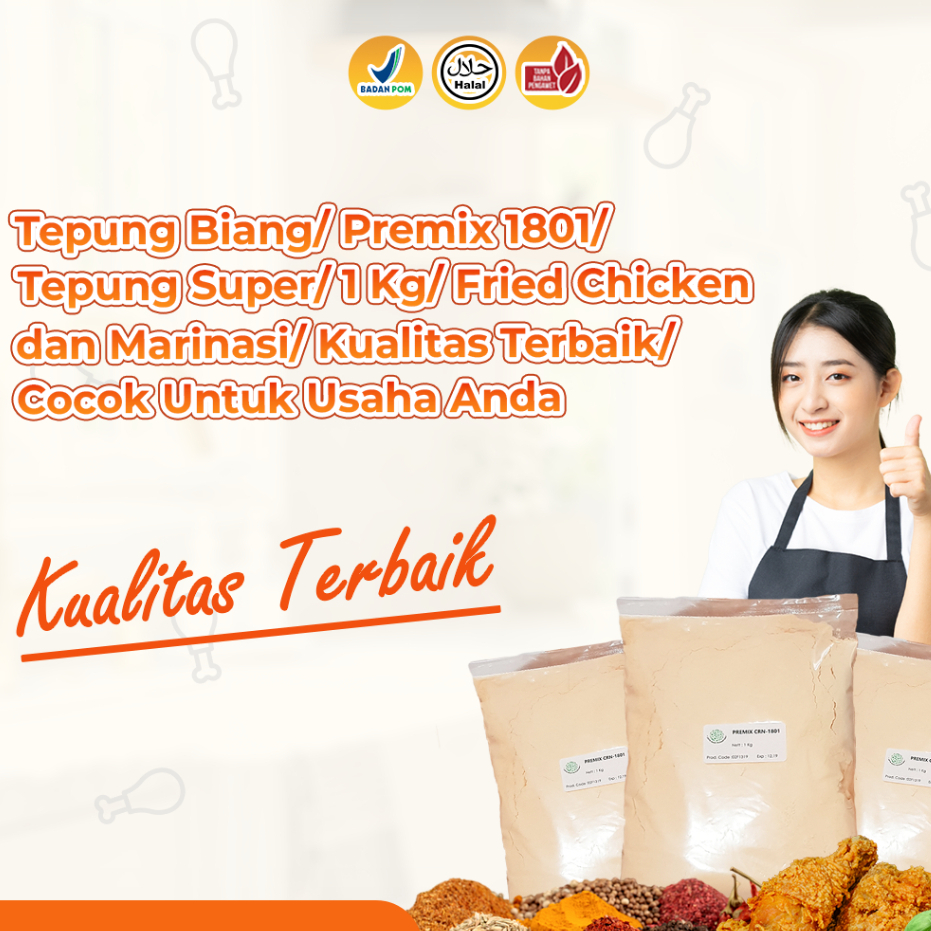 

Tepung biang / Premix 1801 / Tepung Super / 1 Kg / Kualitas Terbaik Cocok Untuk Usaha Anda