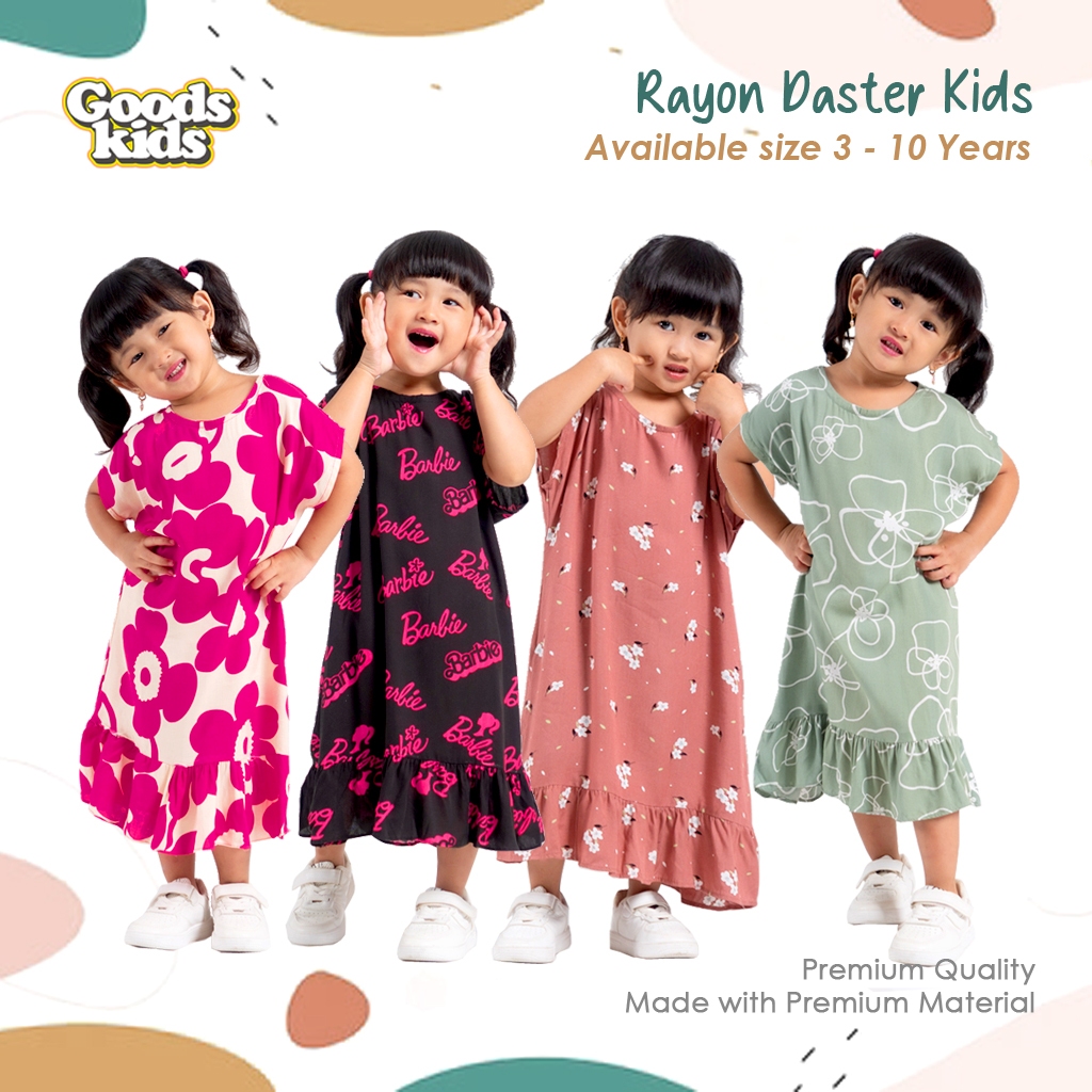 Daster Anak Perempuan Usia 3-10 Tahun Motif Lucu Bahan Rayon Premium