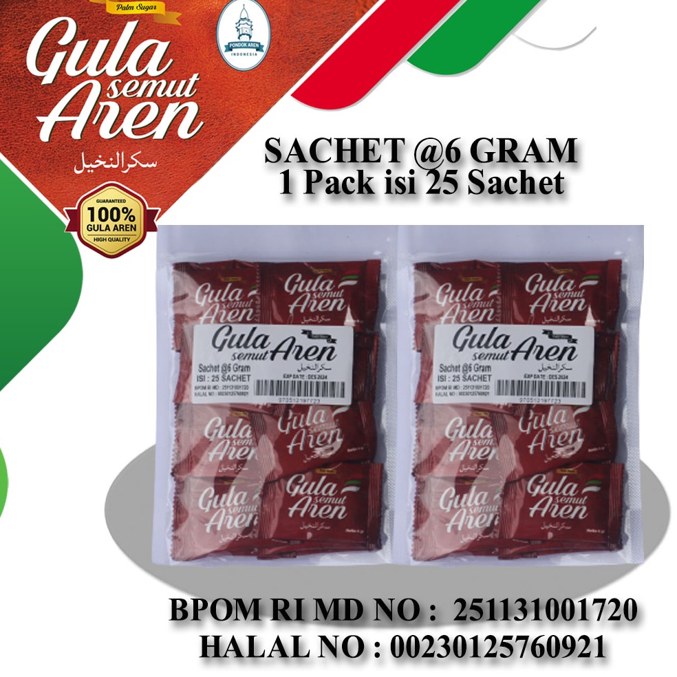 

BEST SELLER Pondok Aren 25 Sachet Gula Aren Sachet Stick Bubuk Asli Murni 1 Organik Grade A 6 gr Gula Aren Semut Saset Brown Sugar Asli Murni Palm Sugar 1 Original Bpom Halal MUI