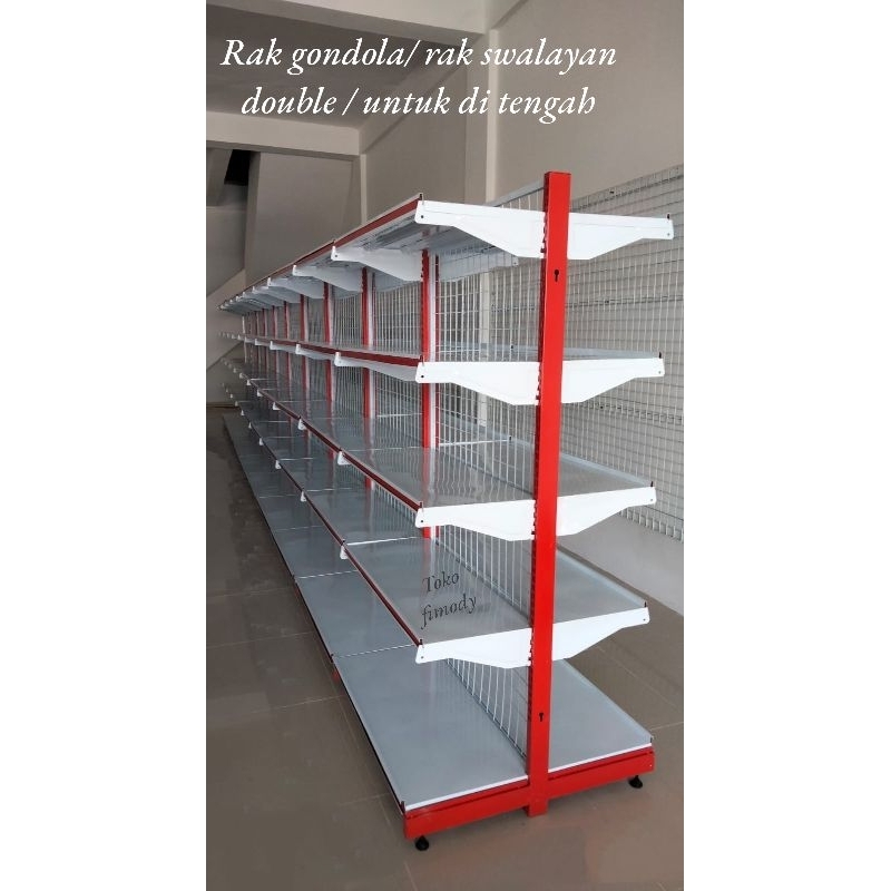 Rak gondola / rak swalayan double/ untuk di tengah ada tinggi 120cm, 150cm, dan 180cm