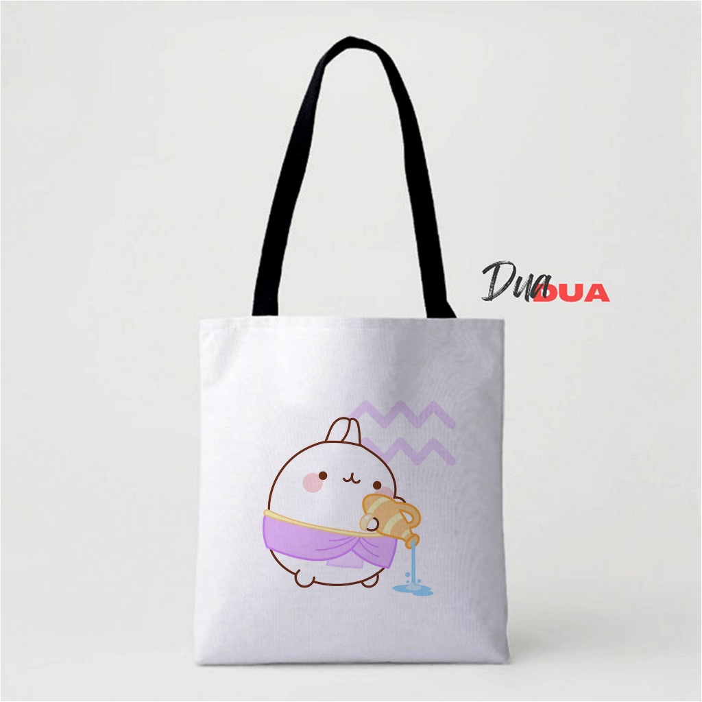 Tote Bag Zodiac Molang Cartoon Cute