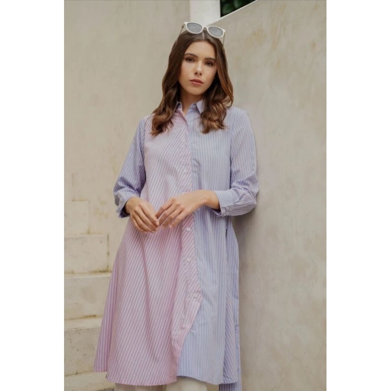 debby tunik buttonscarves benang jarum blue/pink sale