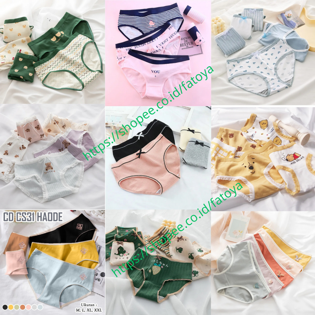 CD Celana Dalam Perempuan Remaja Dewasa Bahan katun Spandek Lucu