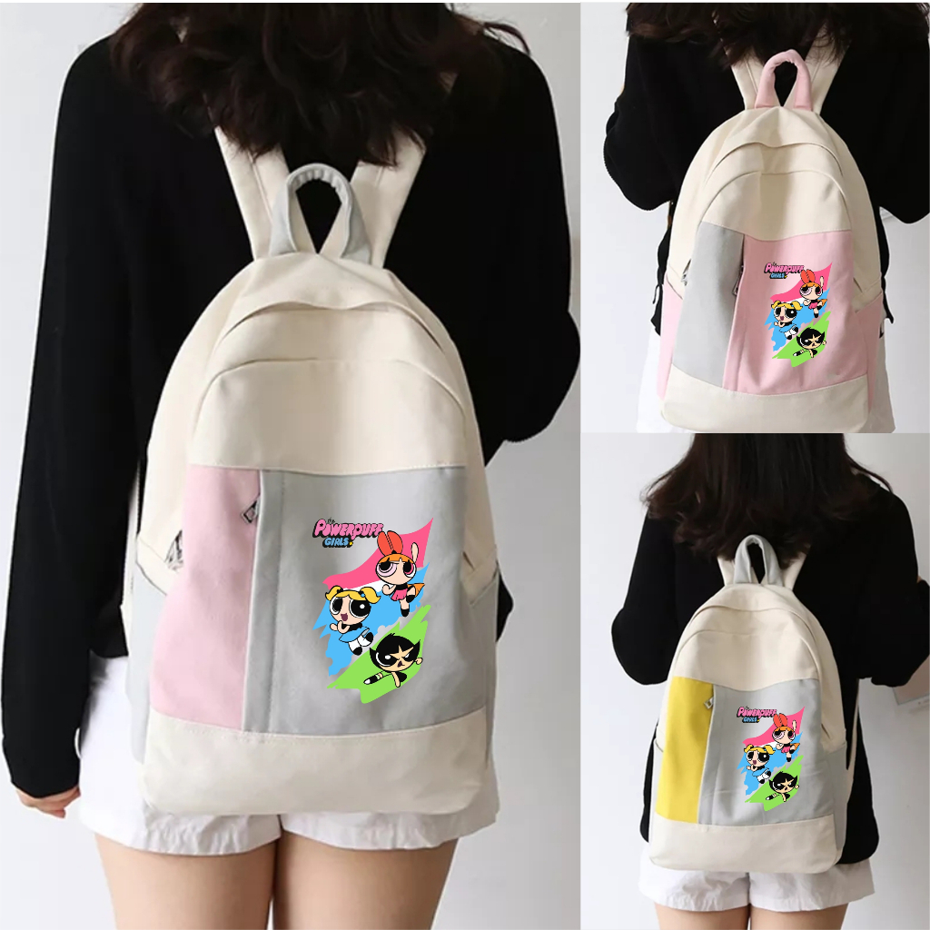 PVJ Tas Sekolah SMP SMA Anak Perempuan Laki2 Gambar Karakter Powerpuff Girl