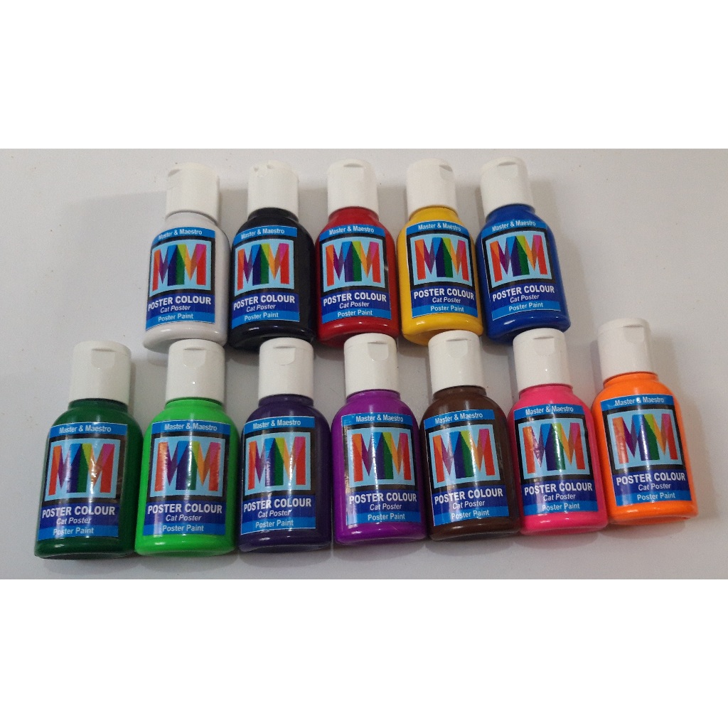 

1 Set 12 Warna Cat Poster Color MM Ukuran 30ml Bonus 1 Putih