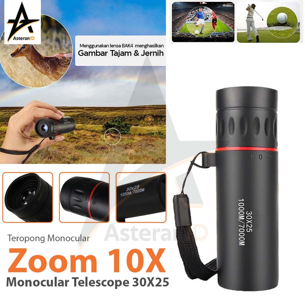 Teropong Monocular Zoom Telescope Compact 10X