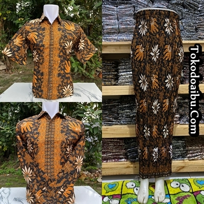 Couple Rok Plisket Dan kemeja batik panjang atau Pendek / Couple Kebaya Batik Keluarga Untuk Kondang