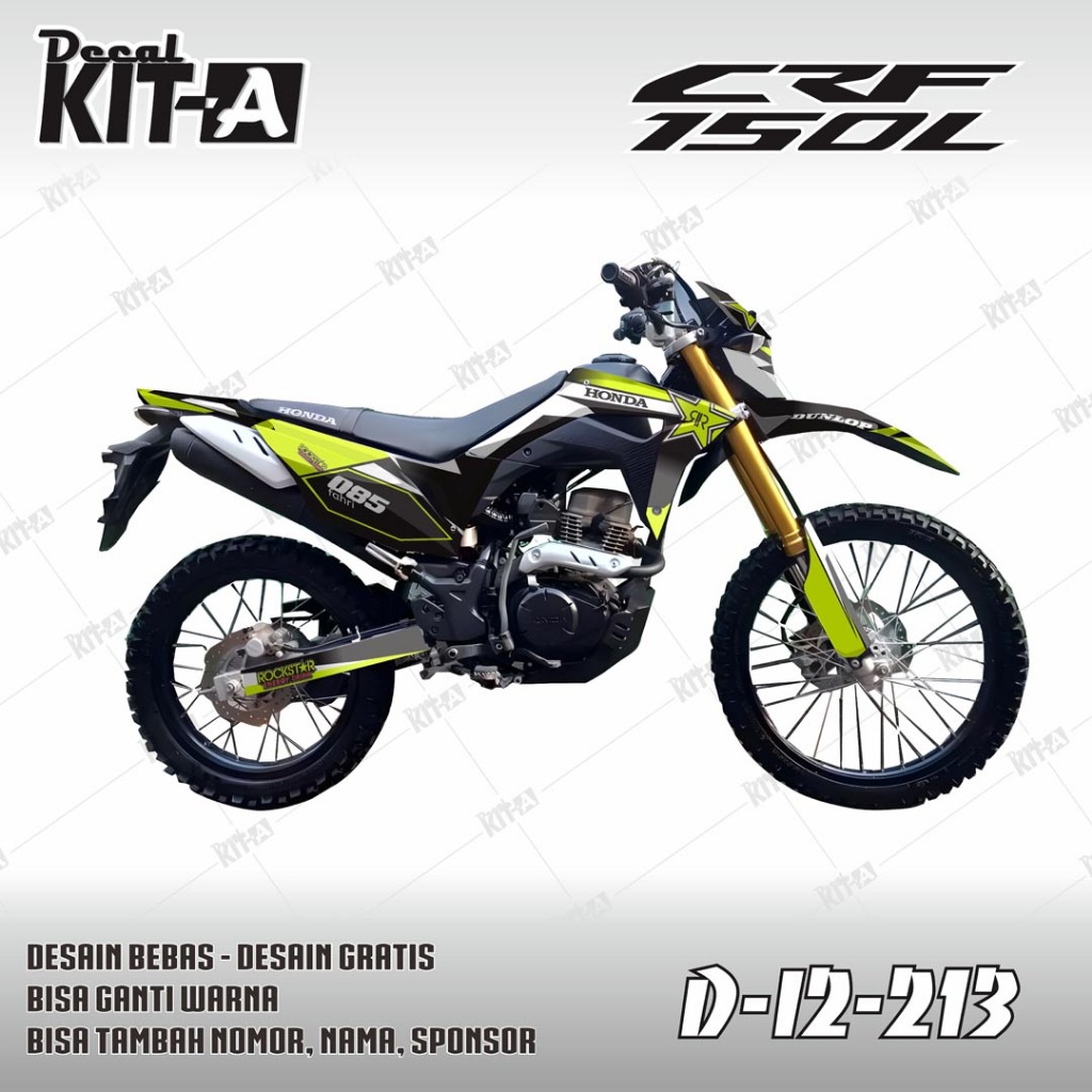 sticker decal honda CRF 150l custom design grafis putih hijau stabilo lis oren D-I2-958 I2-213 D-I2-