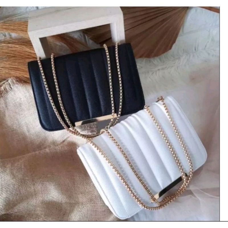 Tas selempang wanita premium kalina behel trendy/tas wanita embos tali rantai ulir emas/tas bahu ter