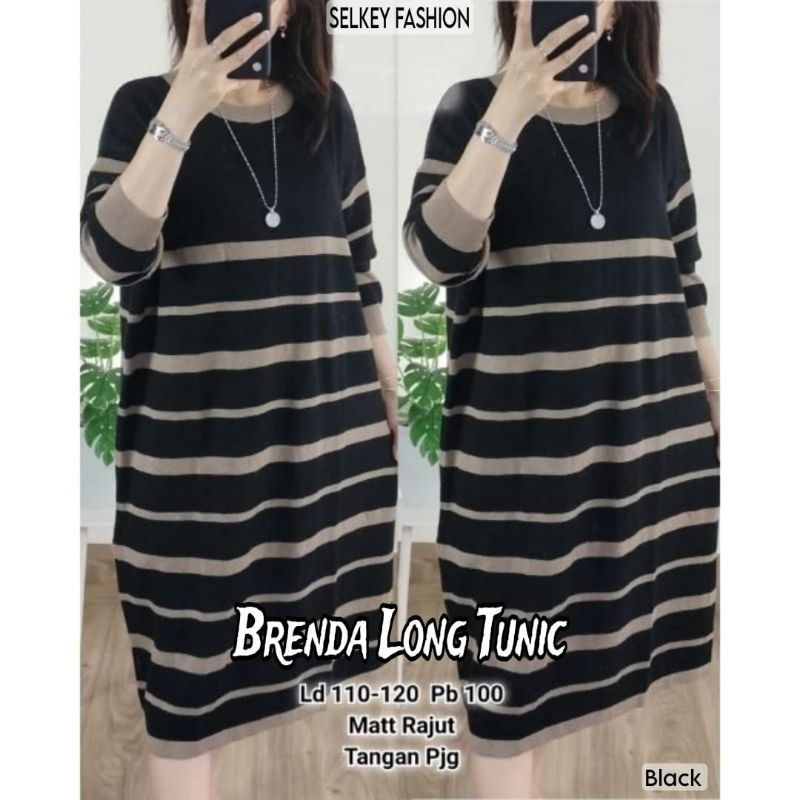 ATASAN LONG TUNIK JUMBO/BRENDA/BLOUSE TUNIK WANITA RAJUT IMPORT JUMBO LD 120 CM FIT XXL