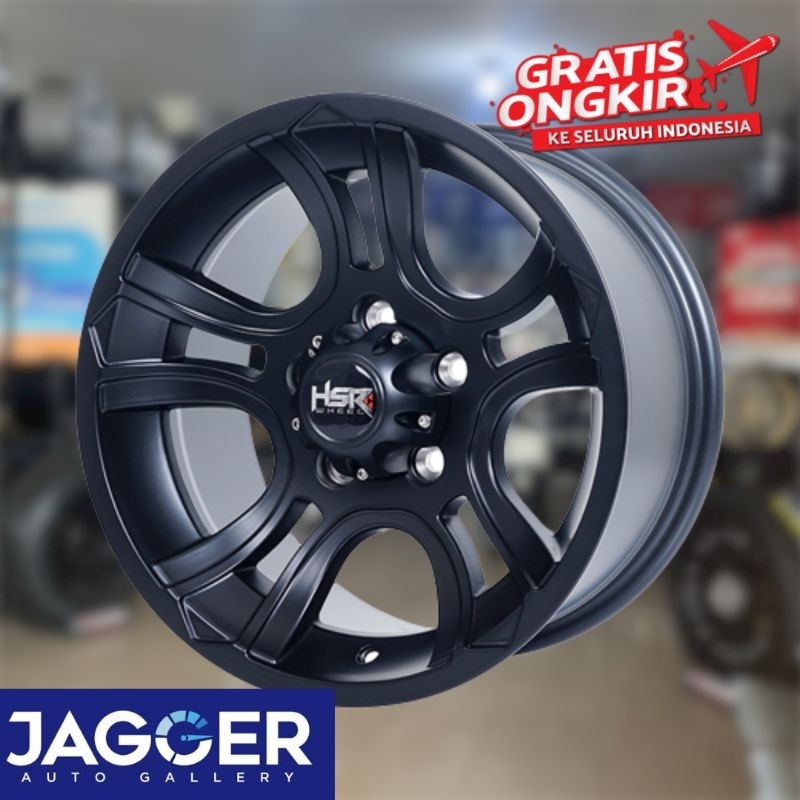 Velg mobil offroad hsr wheel tipe peak ring 15 hole 5x114,3 black