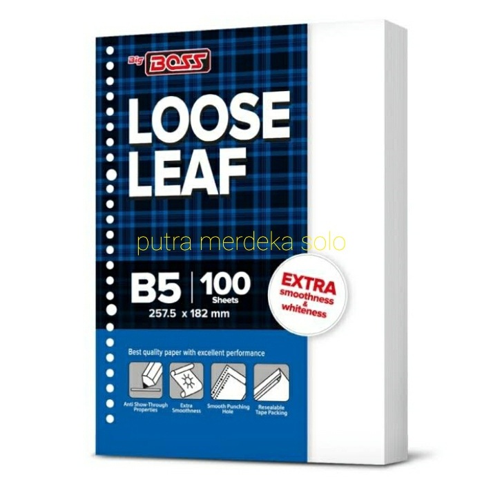 

Loose Leaf Big Boss B5 26 Holes POLOS isi 100 Lembar / KERTAS REFILL, ISI BINDER, BBO LL B5 100