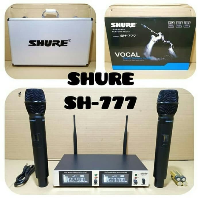 MICROPHONE WIRELESS MIC SHURE SH-777 SH 777 Free KOPER Vocal Pidato UHF Karaoke
