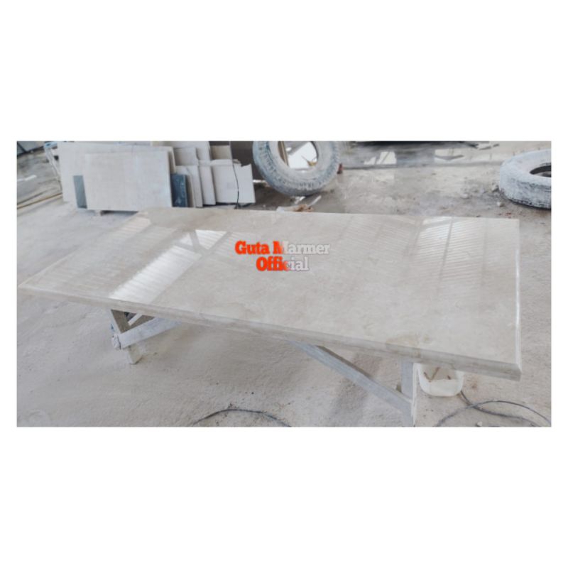 Top Table ||| Daun Meja Batu Marmer Putih Glosy Mengkilat Ukuran 80x180 Cm