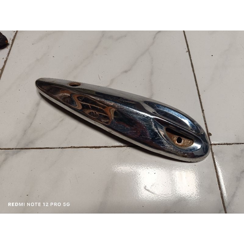 cover tutup knalpot mio sporty plat crom ori seken