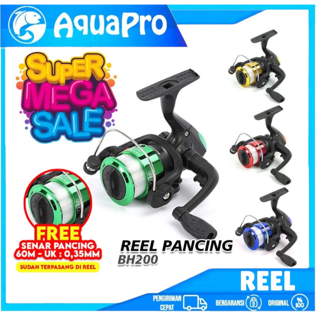 Reel Pancing Pemula Tipe SPINNING 200 Fishing Reel Free Senar Pancing Pada Spool Bahan Plastik