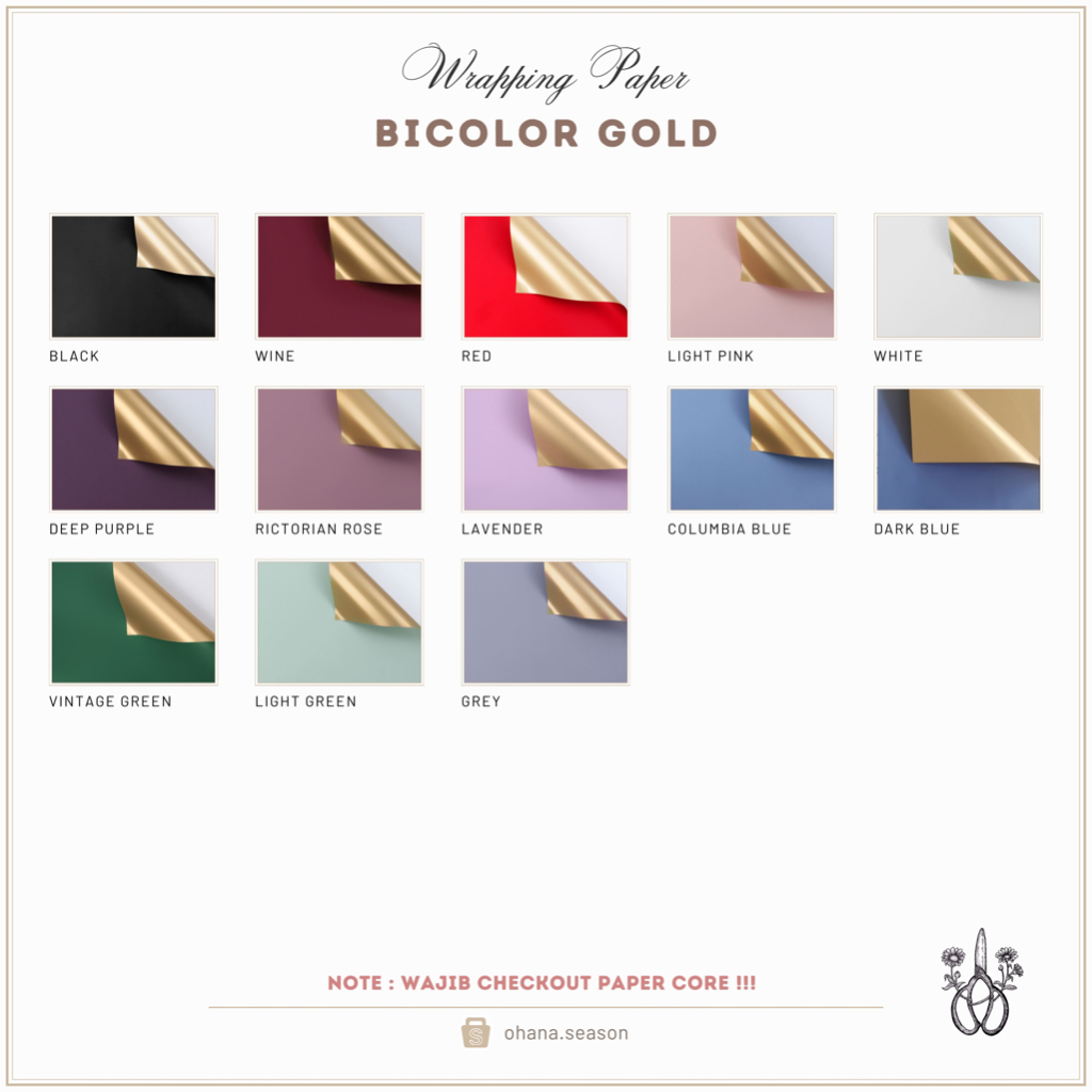 

Ohana Season Floral Wrapping Paper | Kertas Bunga | Bicolor Gold Cellophane 58 x 58 cm