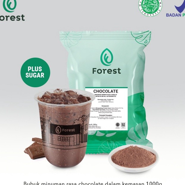 

V44859 Bubuk Minuman CHOCOLATE Powder 1g PLUS GULA Forest Bubble Drink