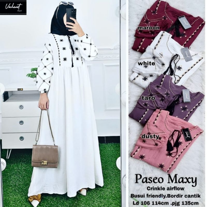 paseo gamis crincle polos by valent gamis crinkle motif bordir gamis lebaran terbaru dress simple el