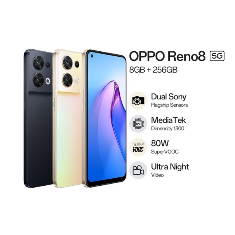 HP Oppo Reno 8 5G Ram 8/256GB [ Bukan Reno 8 4G ] Garansi Resmi