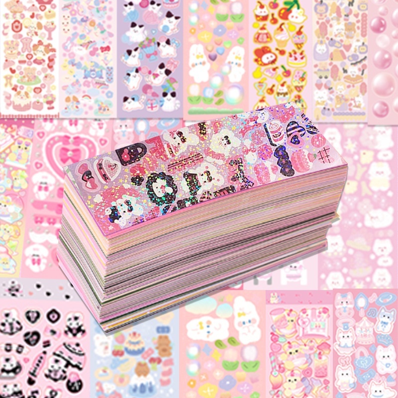 

(5pcs) (10pcs) (20pcs) Sticker Karakter Animal Lucu Glitter Hologram untuk DIY Deco Journal