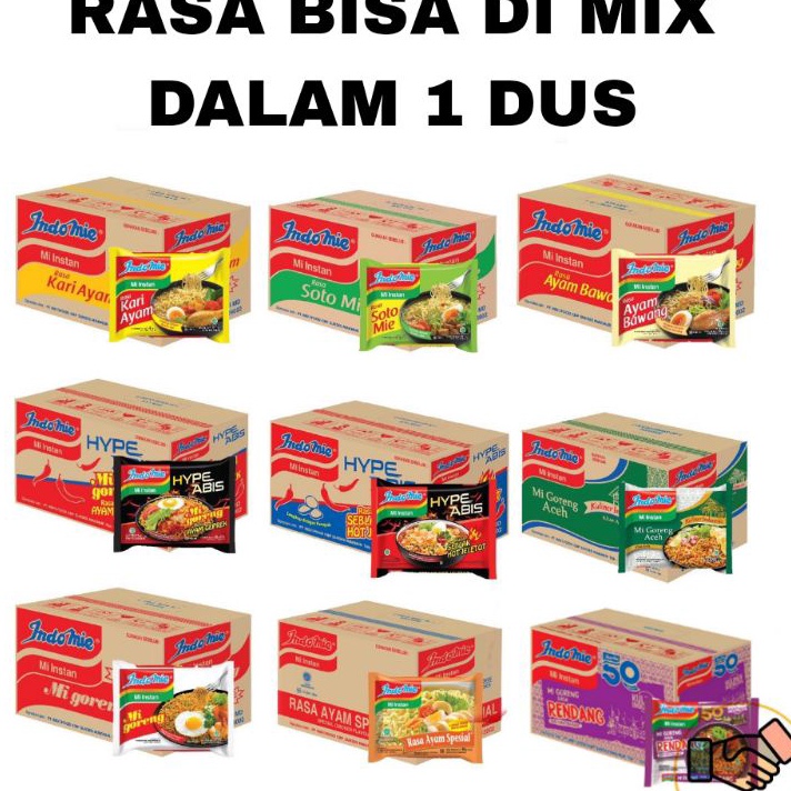 

MEGA SALE Indomie Goreng Soto Ayam Bawang Hype Abis Kari Ayam BISA MIX 1 Dus Isi 4 pcs