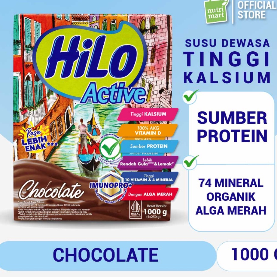 

99 BRANDS FESTIVAL HiLo Active Chocolate 1 gram Susu Tinggi Kalsium