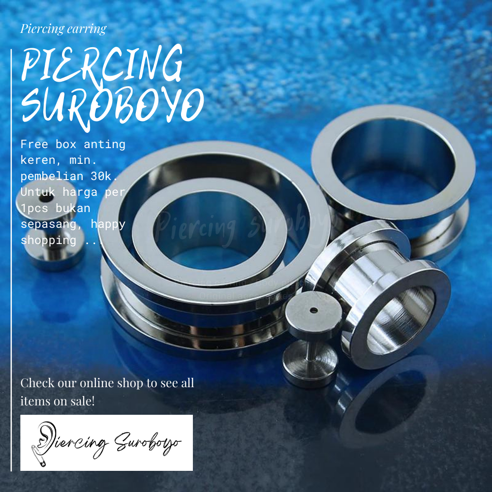 piercing plug anting plug tindik plug anting tindik plug plong titanium. - harga per 1pcs.