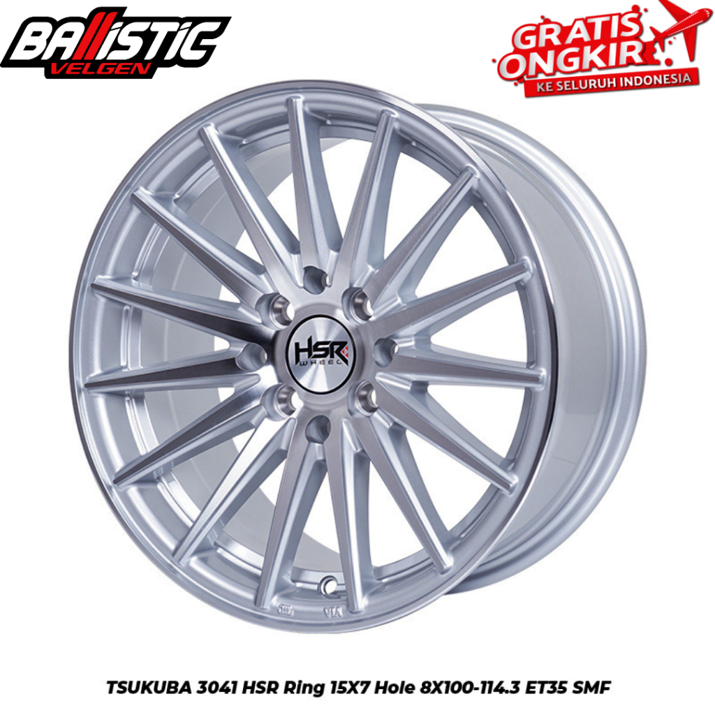 Velg vossen ring 15 mobil agya ayla sirion march mirage HSR Tsukuba R15 lebar 7 warna silver