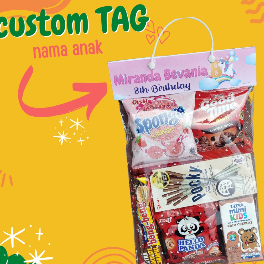 

D2289 bingkisan snack ulang tahun anak custom