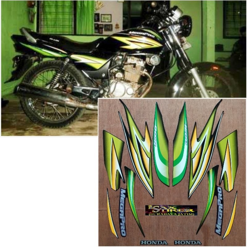 Striping Original Honda Megapro hitam Lis hijau tahun 2004